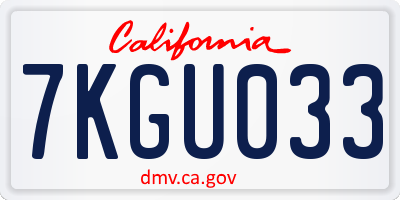 CA license plate 7KGU033