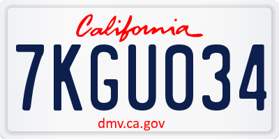 CA license plate 7KGU034