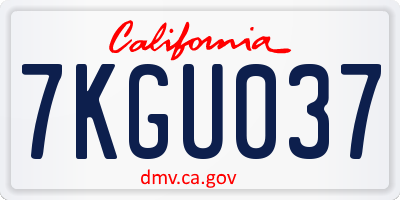 CA license plate 7KGU037