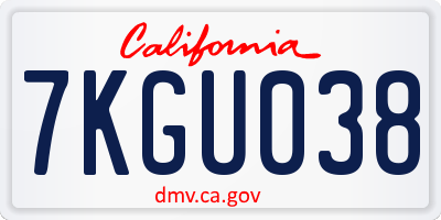 CA license plate 7KGU038