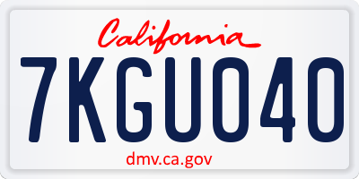 CA license plate 7KGU040