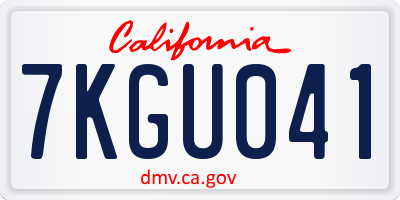 CA license plate 7KGU041