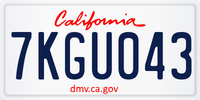 CA license plate 7KGU043