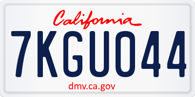 CA license plate 7KGU044