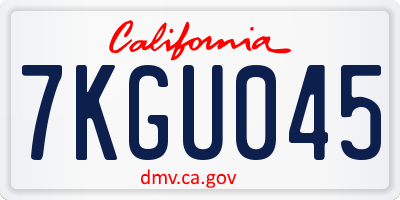 CA license plate 7KGU045