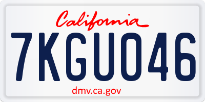 CA license plate 7KGU046