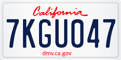 CA license plate 7KGU047