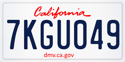 CA license plate 7KGU049
