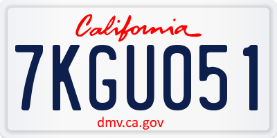 CA license plate 7KGU051