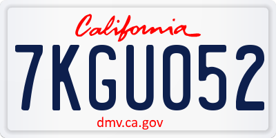 CA license plate 7KGU052