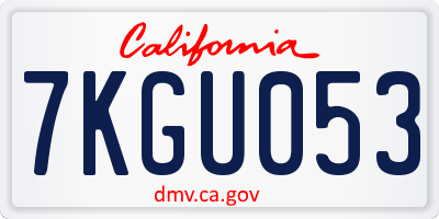CA license plate 7KGU053