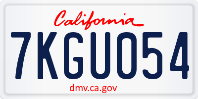 CA license plate 7KGU054