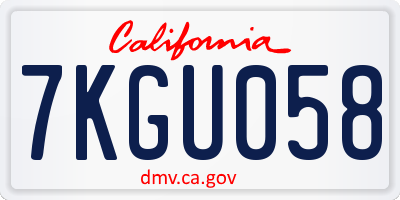 CA license plate 7KGU058