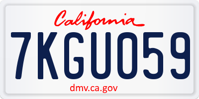 CA license plate 7KGU059