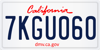 CA license plate 7KGU060