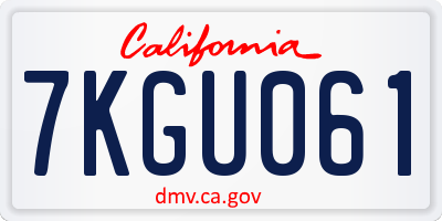 CA license plate 7KGU061
