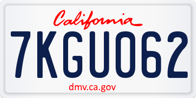 CA license plate 7KGU062