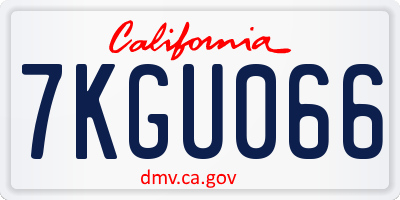 CA license plate 7KGU066