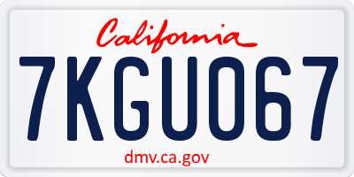 CA license plate 7KGU067