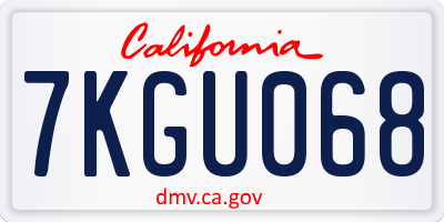 CA license plate 7KGU068