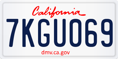 CA license plate 7KGU069