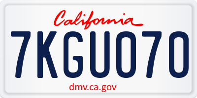 CA license plate 7KGU070