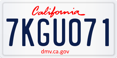 CA license plate 7KGU071