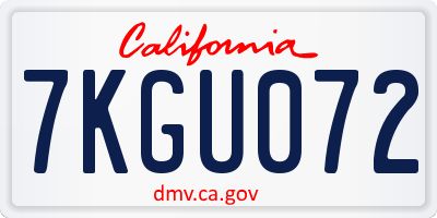 CA license plate 7KGU072