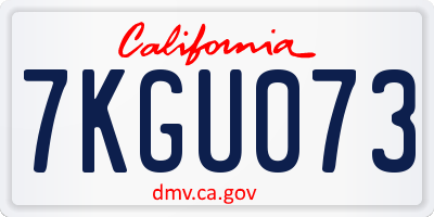 CA license plate 7KGU073
