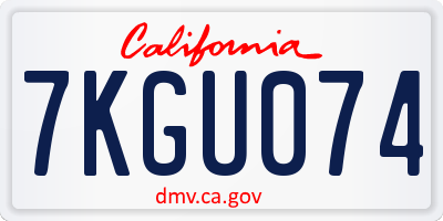 CA license plate 7KGU074