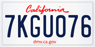 CA license plate 7KGU076