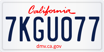 CA license plate 7KGU077