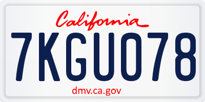 CA license plate 7KGU078