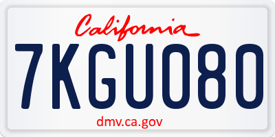 CA license plate 7KGU080