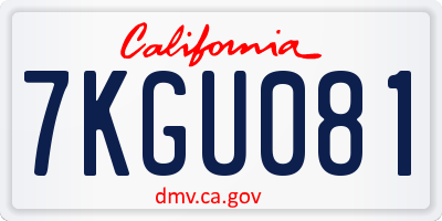 CA license plate 7KGU081
