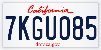 CA license plate 7KGU085
