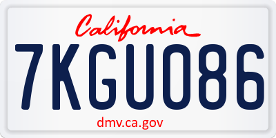 CA license plate 7KGU086
