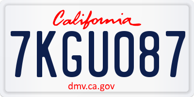 CA license plate 7KGU087