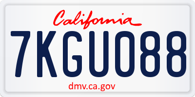 CA license plate 7KGU088