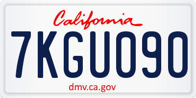 CA license plate 7KGU090