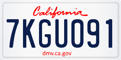 CA license plate 7KGU091