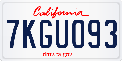 CA license plate 7KGU093