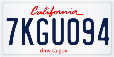 CA license plate 7KGU094