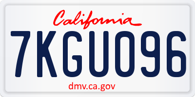 CA license plate 7KGU096