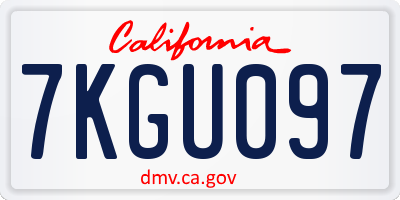 CA license plate 7KGU097