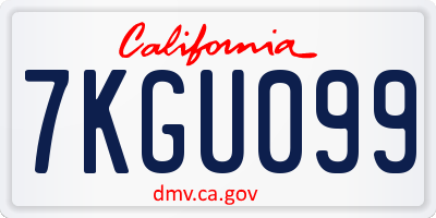 CA license plate 7KGU099