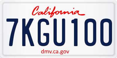 CA license plate 7KGU100