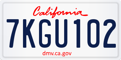 CA license plate 7KGU102
