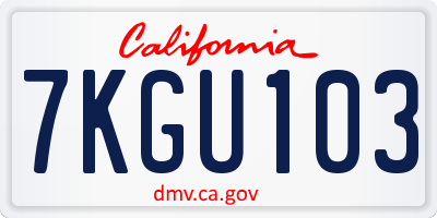 CA license plate 7KGU103
