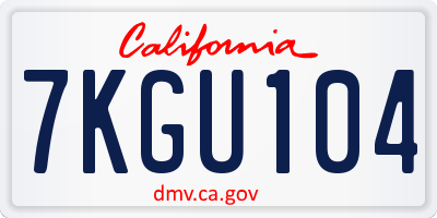 CA license plate 7KGU104